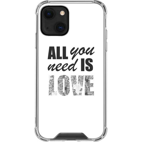 All You Need Is Love BW iPhone 14 Clear Case